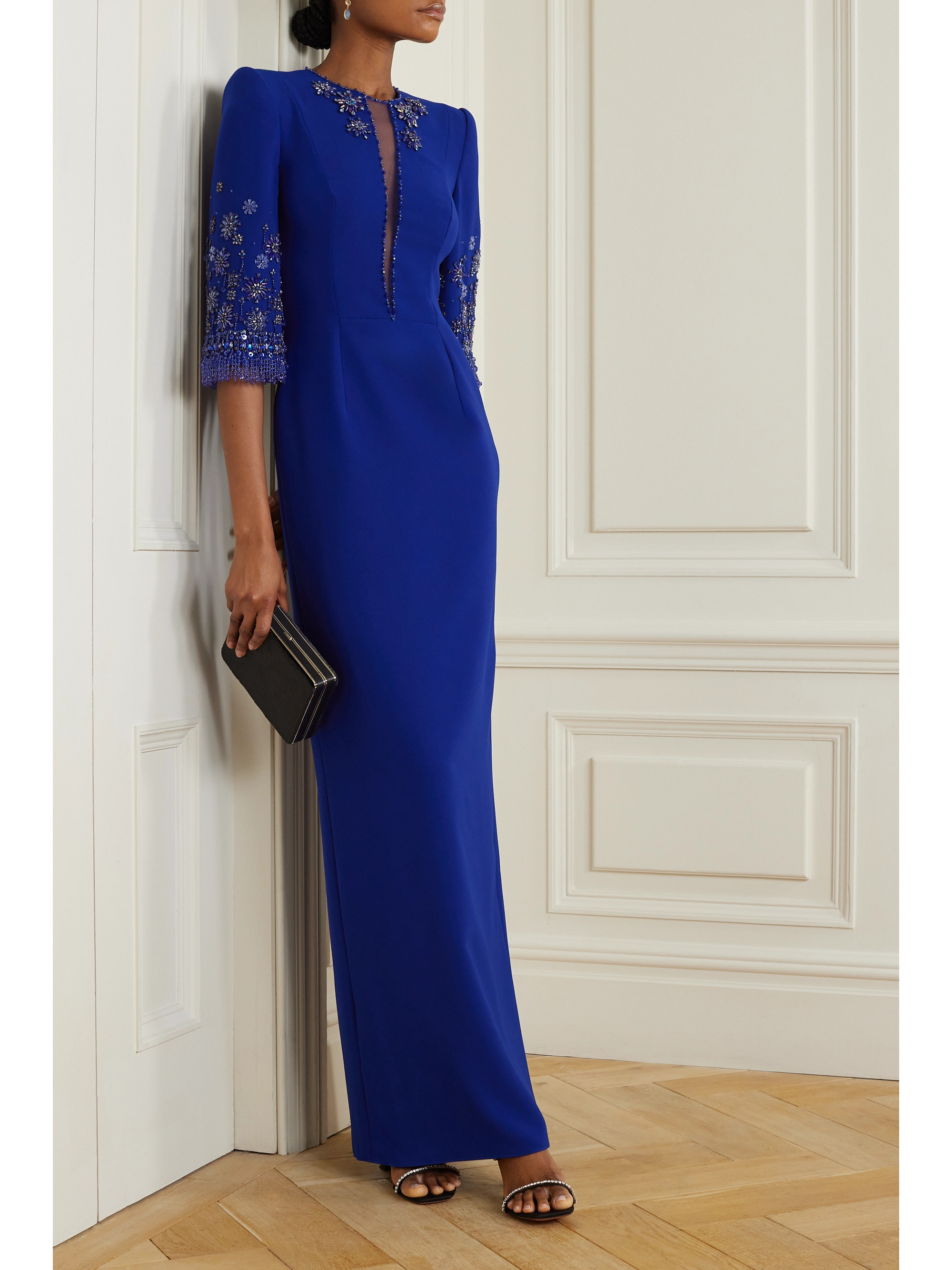 Jenny Packham Sandrine embellished cutout cady gown