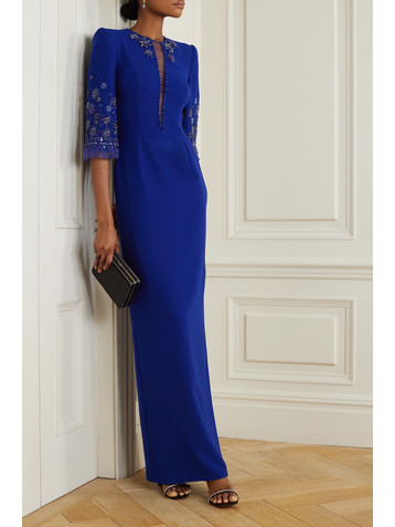 Jenny Packham Sandrine embellished cutout cady gown