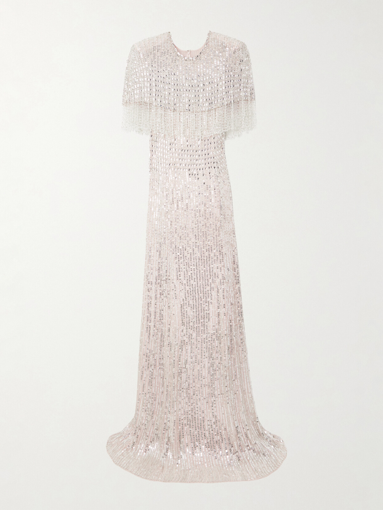 Jenny Packham Lyla Fringed Sequined Crepe Gown - Pink