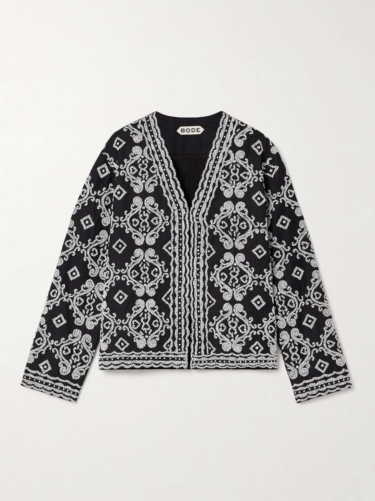 Bode Baroque Bead-embellished Twill Jacket In Black