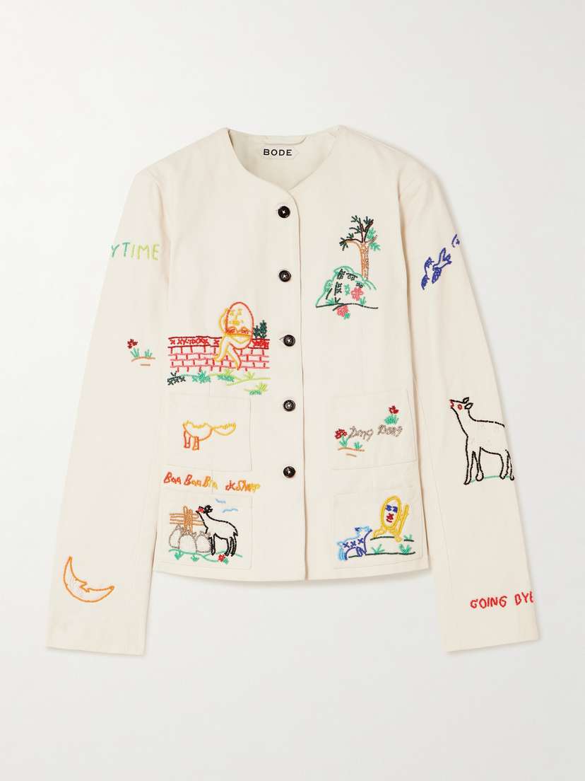 BODE Nursery Rhyme Bead-embellished Cotton-twill Jacket