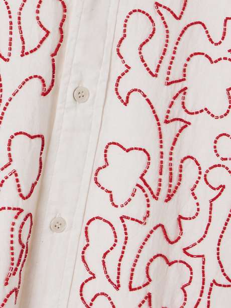 Chemise Bode Early Collection - Rayée, Ourlet Frangé En Coton - Taille L/XL