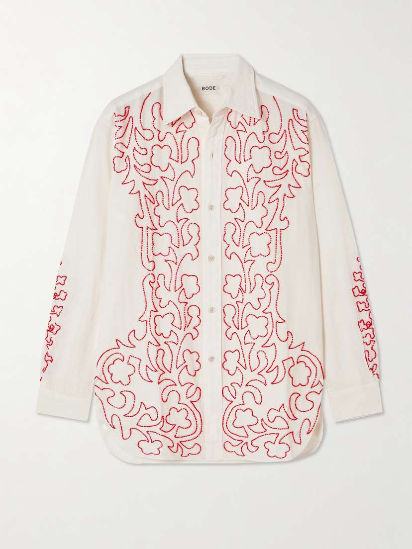 BODE Crossvine Bead-embellished Cotton Shirt