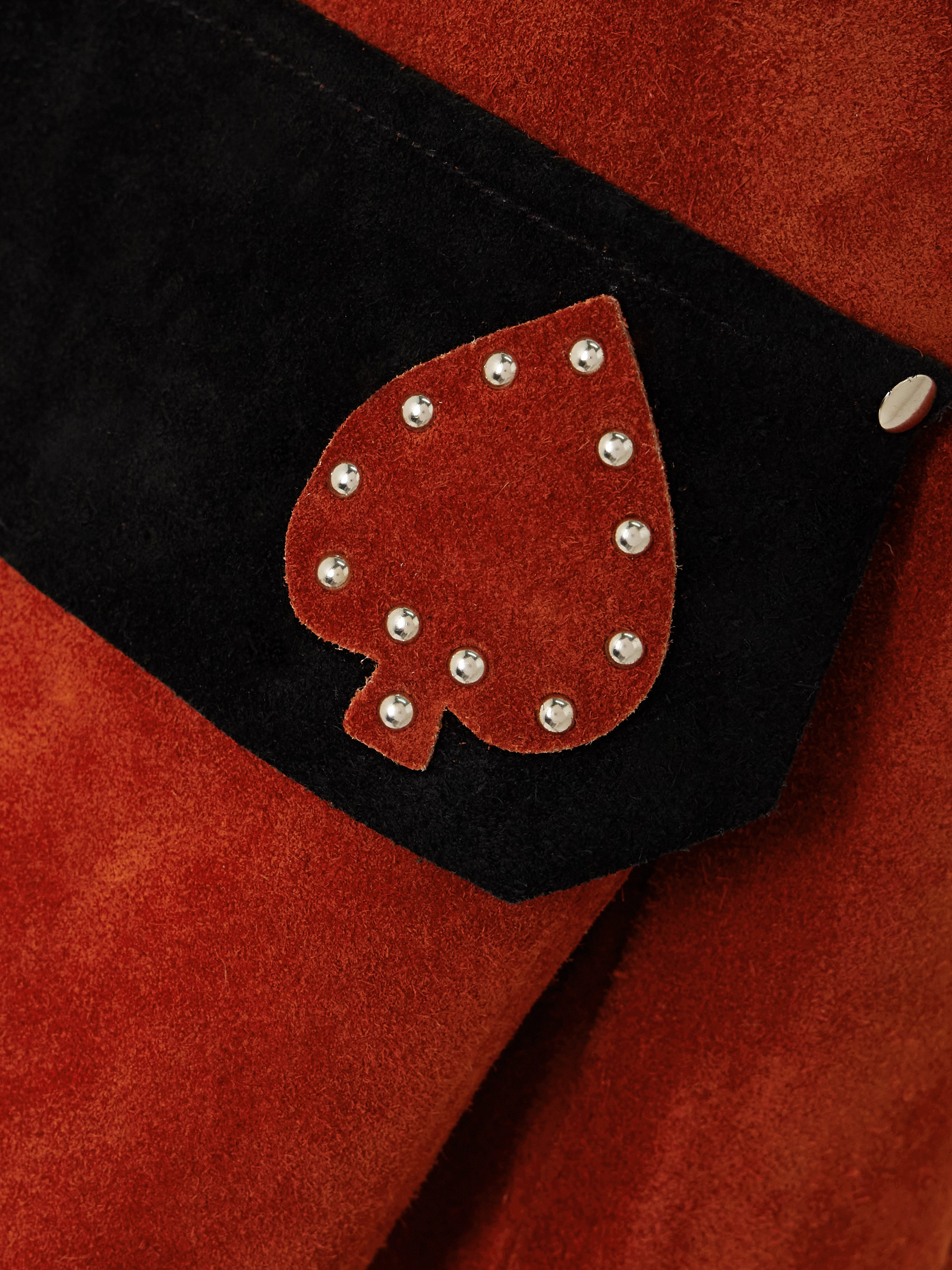Bode Deck of Cards stud-embellished two-tone suede jacket thumbnail