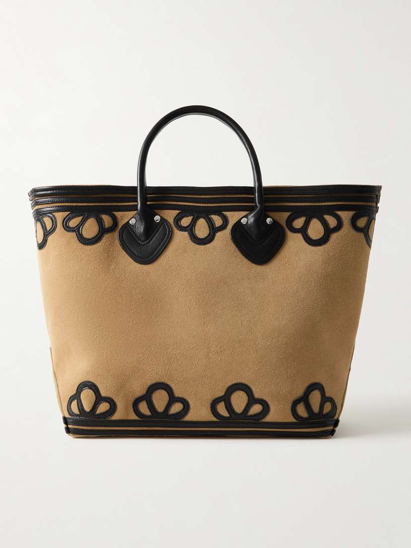 BODE Trefoil Leather-trimmed Suede Tote - - One size