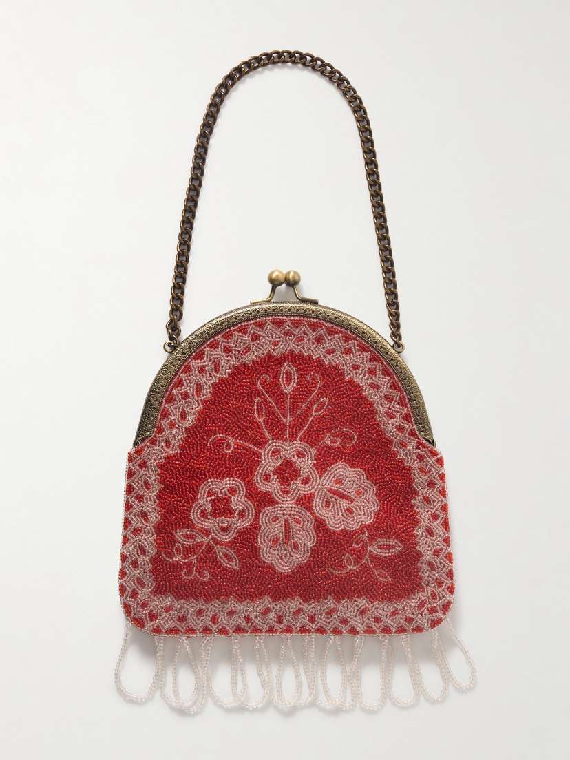 BODE Amrita Fringed Beaded Canvas Tote
