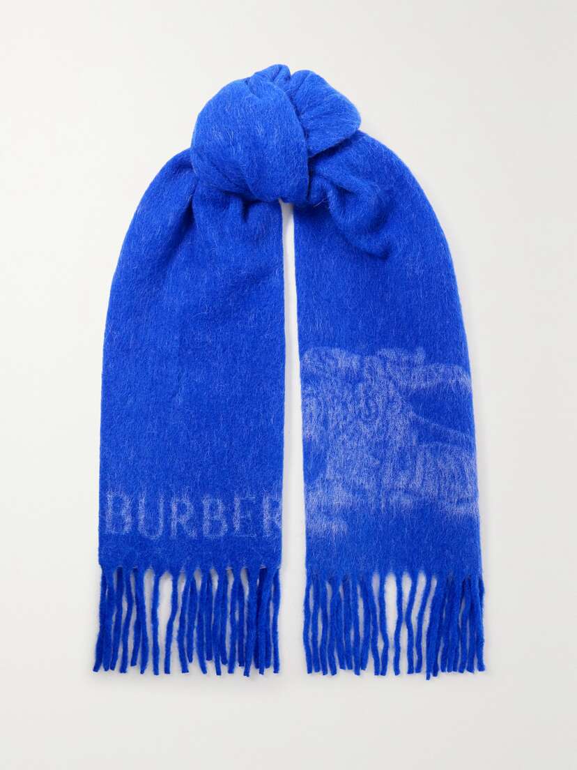 Burberry Fringed Jacquard-knit Scarf