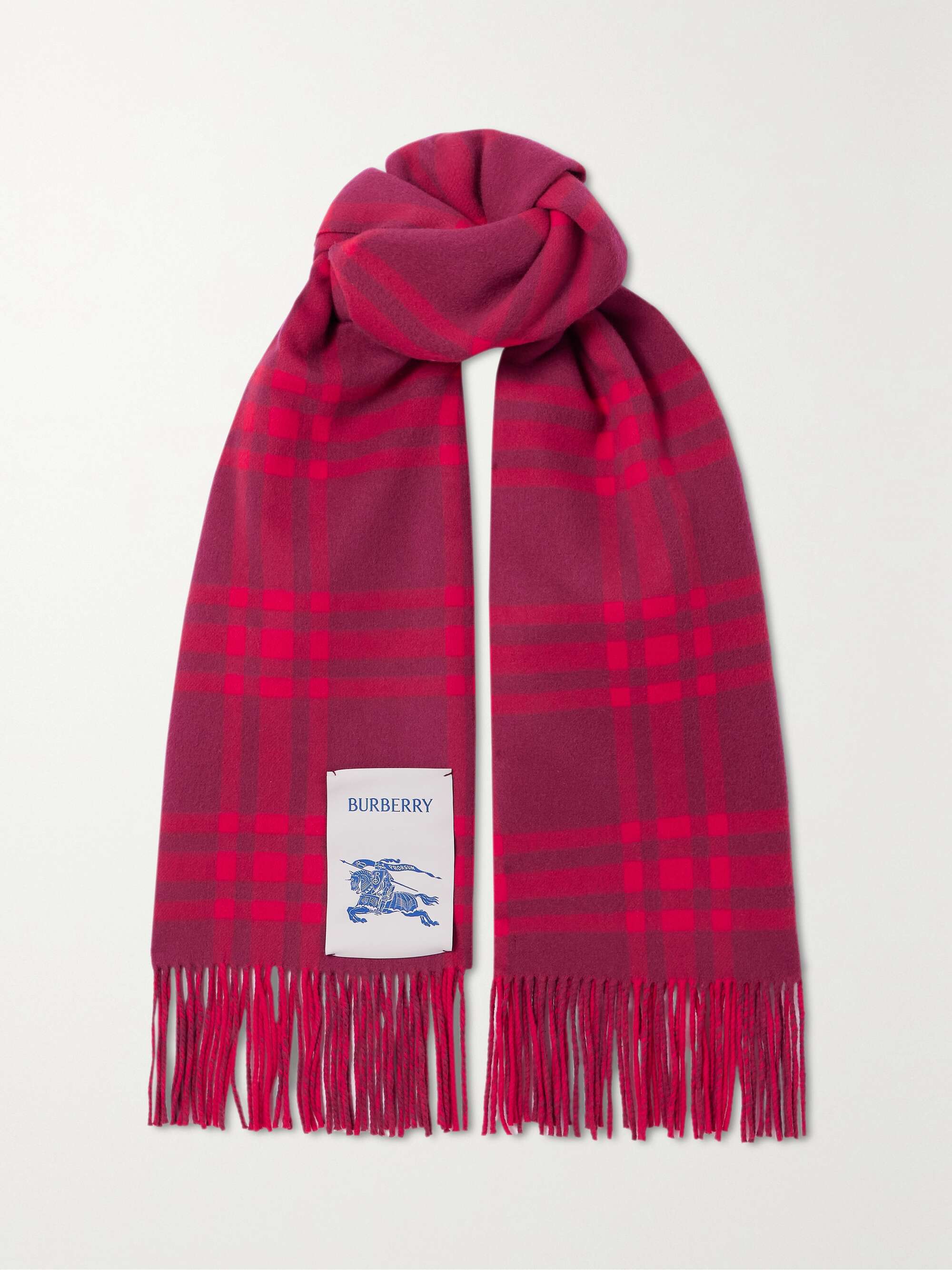 Burberry - Fringed Checked Cashmere Scarf - Red - One Size - Net A Porter