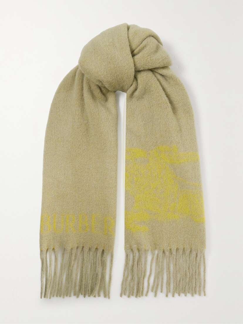 Burberry Fringed Jacquard-knit Scarf