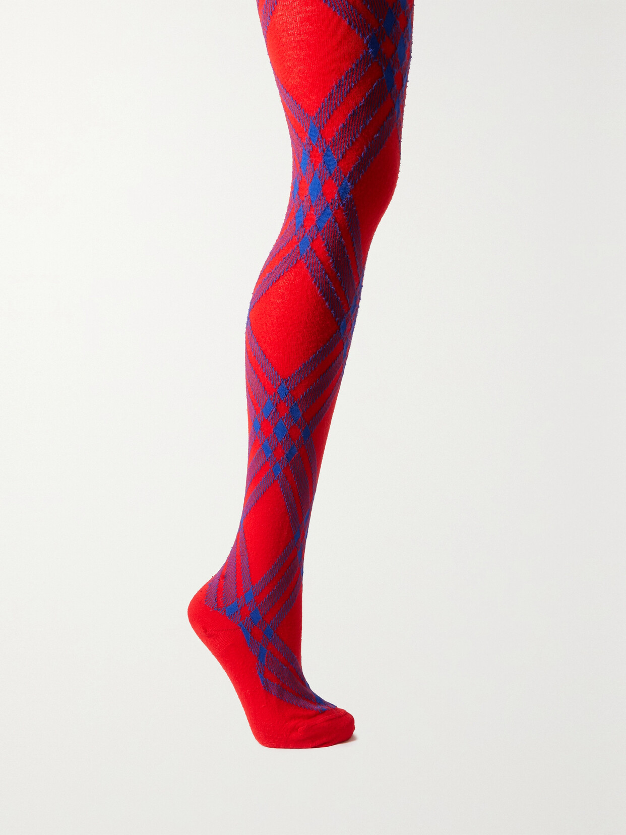 Shop Burberry Wool-blend Jacquard Tights In Red