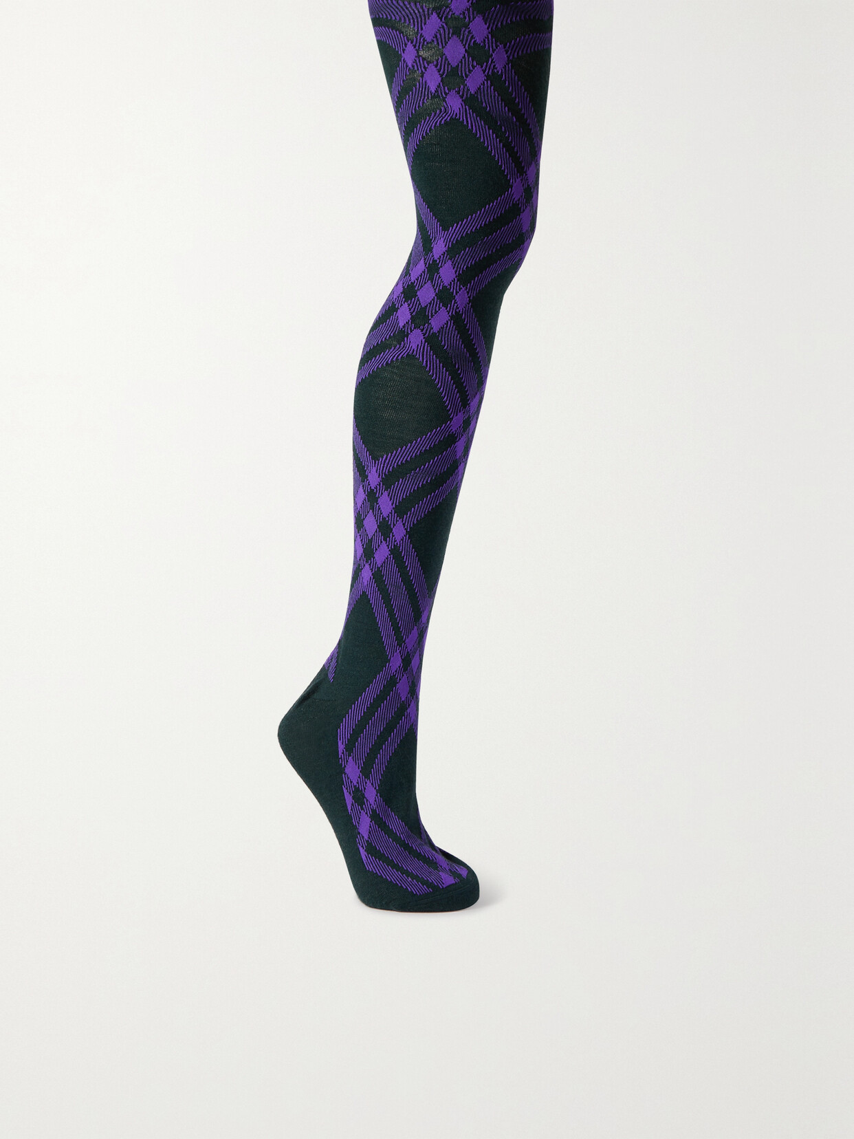 Shop Burberry Wool-blend Jacquard Tights In Purple