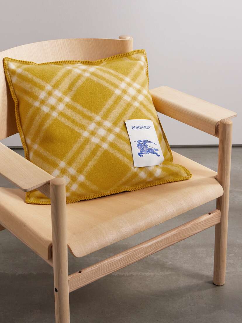Burberry Appliquéd Checked Wool Cushion