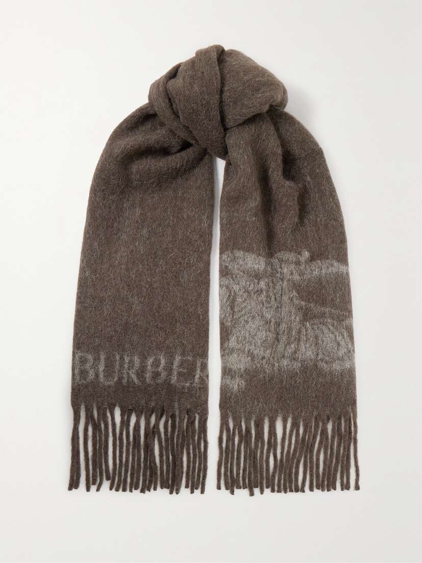 Burberry Fringed Jacquard-knit Scarf