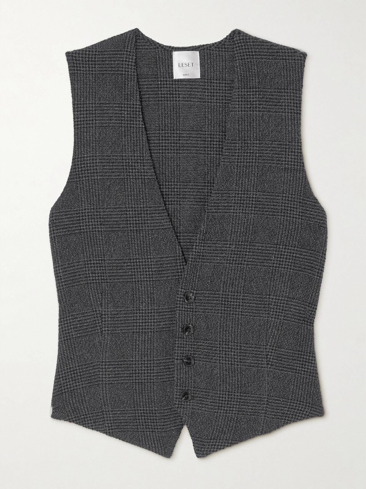 Leset Austyn Prince Of Wales Checked Alpaca-blend Vest In Gray