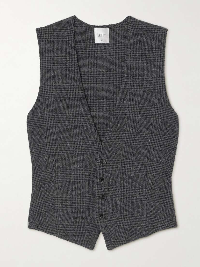 LESET Austyn Prince Of Wales Checked Alpaca-blend Vest - x large