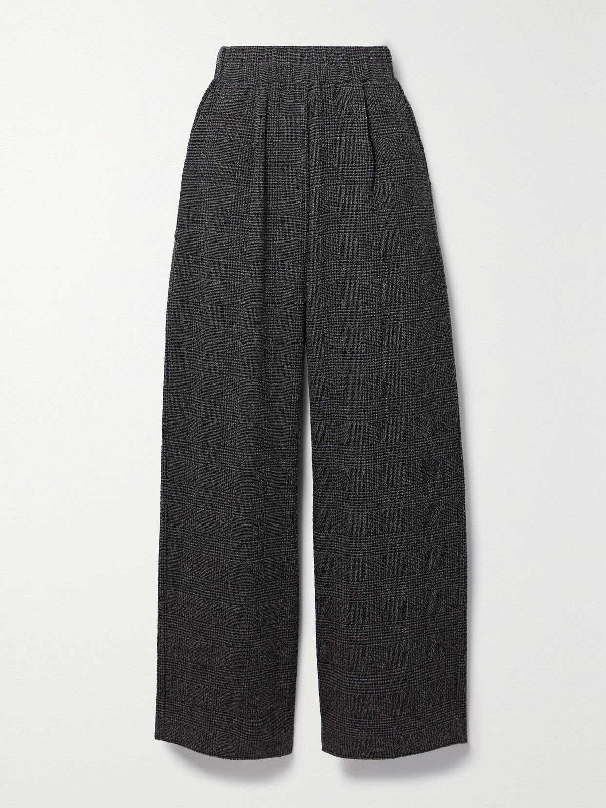 Leset Austyn Pleated Prince Of Wales Checked Alpaca-blend Wide-leg Trousers In Grey
