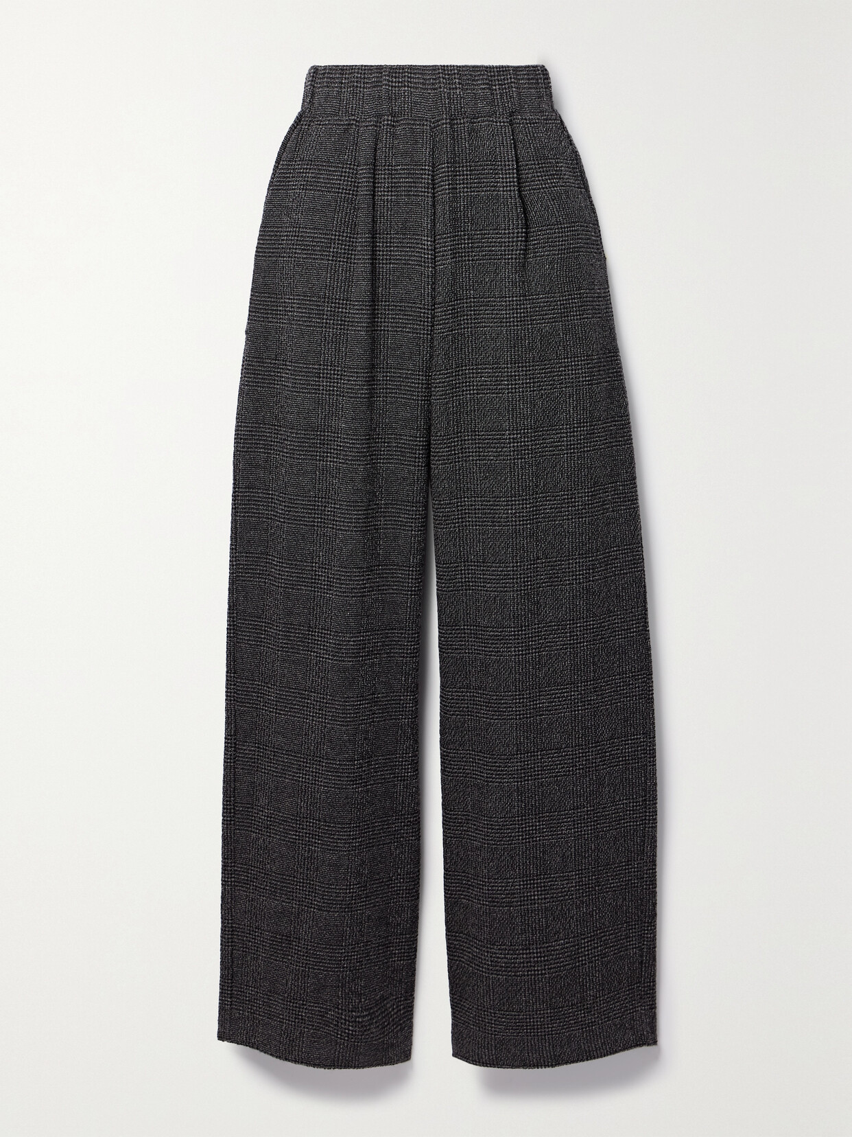 Leset Austyn Pleated Prince Of Wales Checked Alpaca-blend Wide-leg Pants In Gray