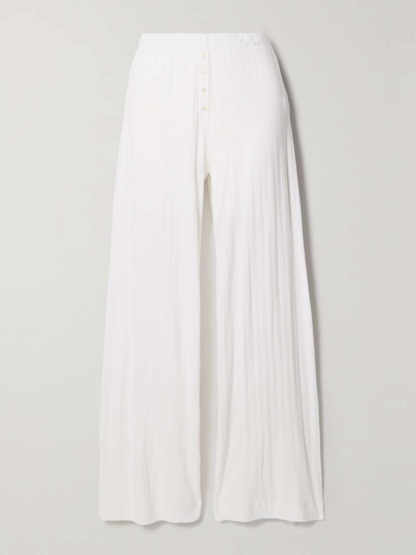 LESET Boxer Pointelle-knit Cotton Pants