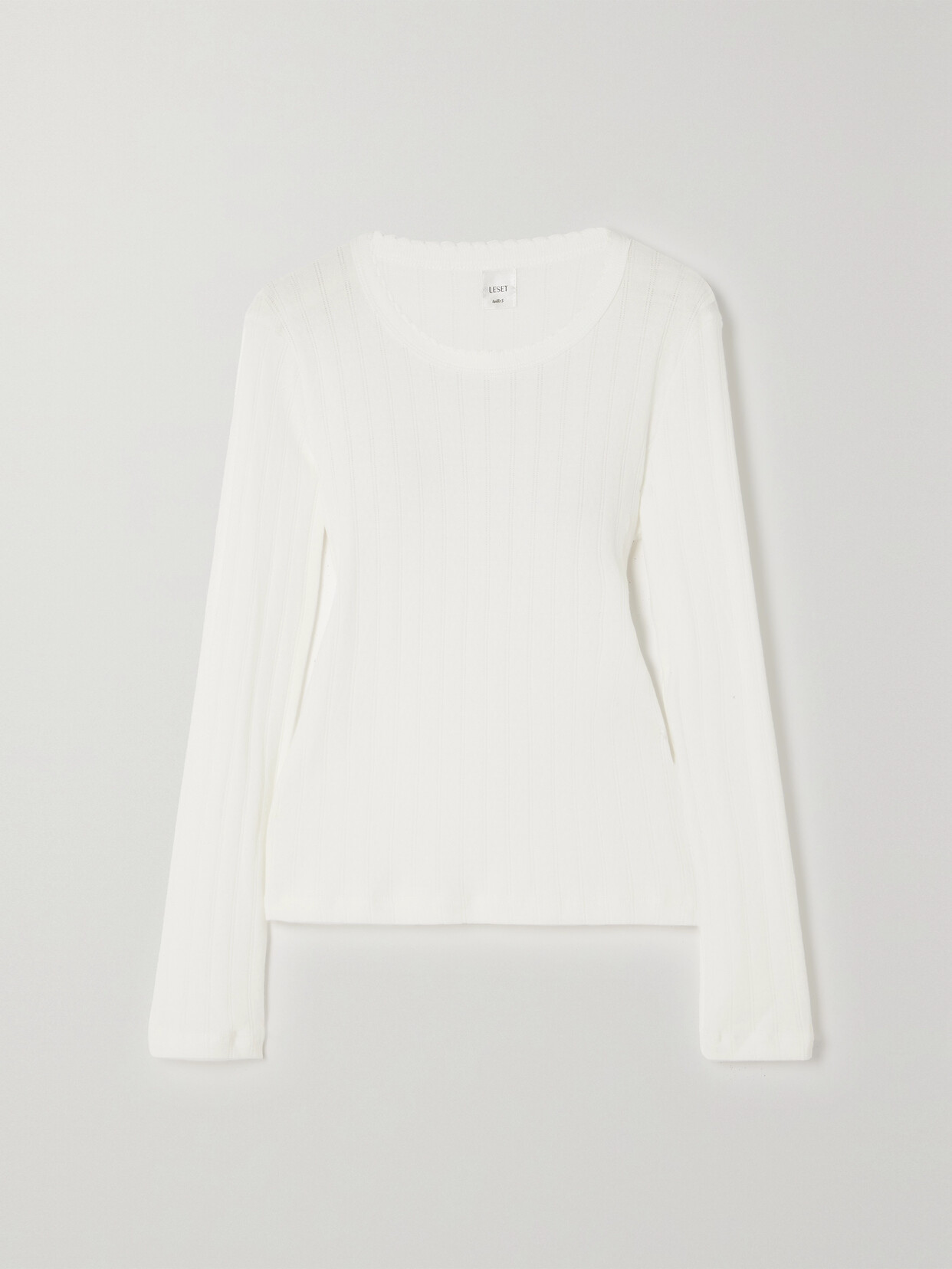 Shop Leset Pointelle-knit Cotton-jersey Top In White