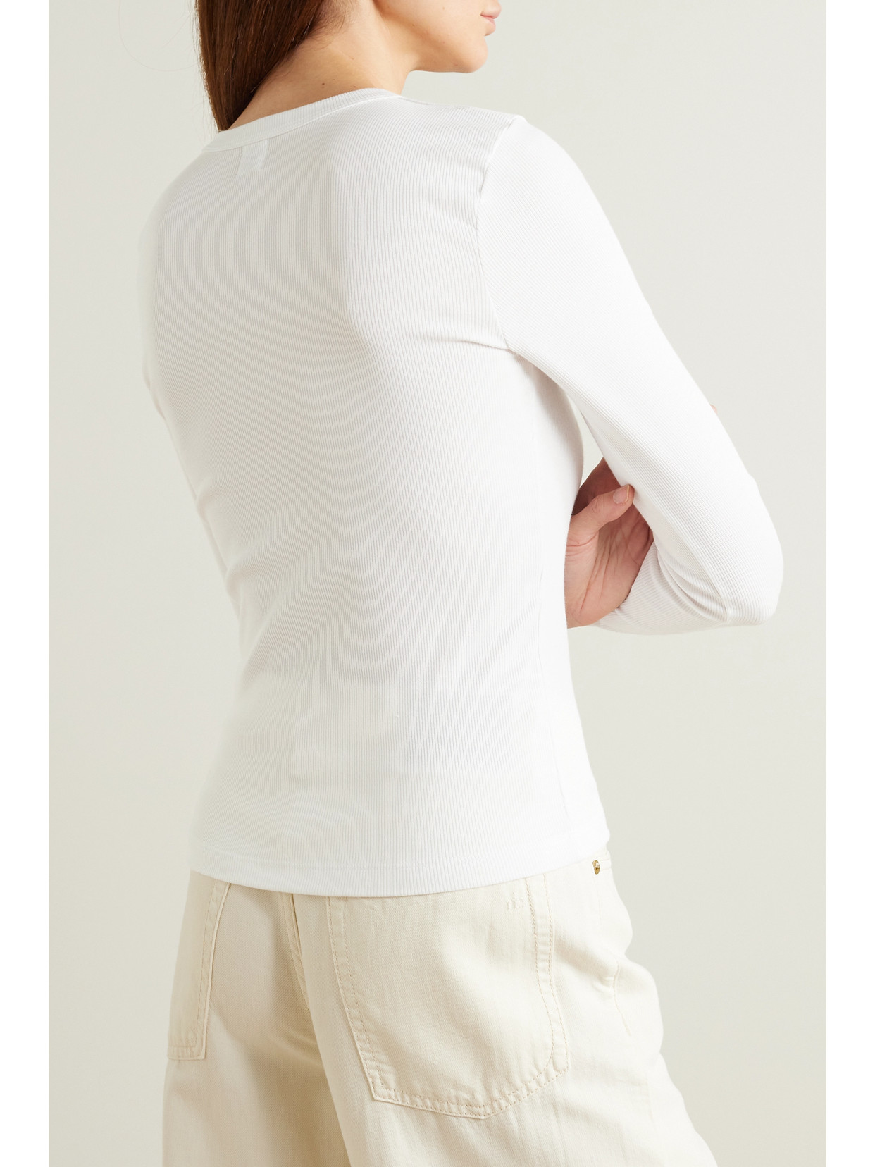 Leset Kelly Ribbed Stretch-cotton Jersey Top In White