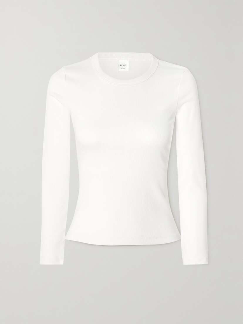 LESET Kelly Ribbed Stretch-cotton Jersey Top