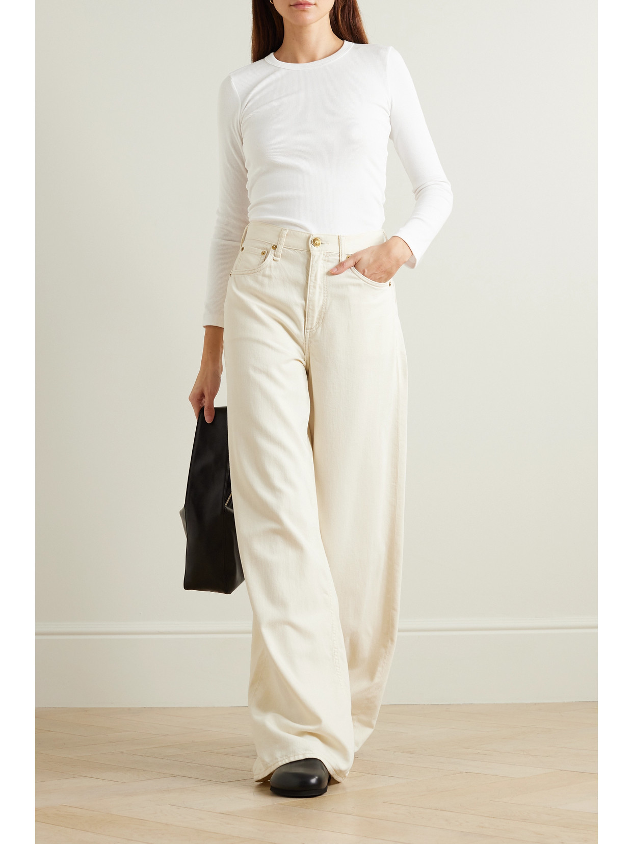 Leset Kelly Ribbed Stretch-cotton Jersey Top In White
