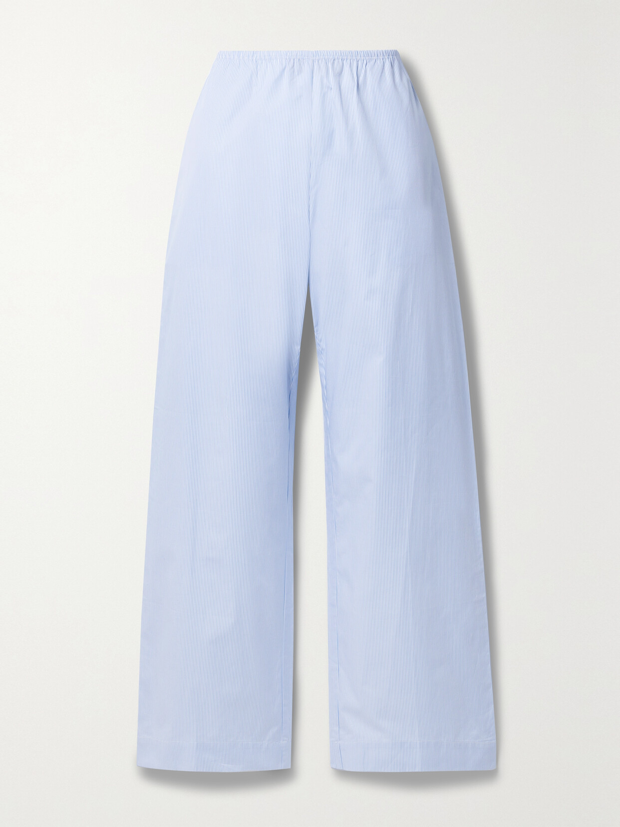 LESET Yoshi Pinstriped Cotton-poplin Wide-leg Pants - Blue