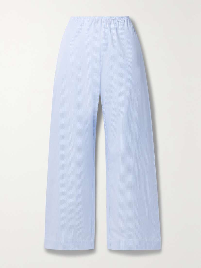 LESET Yoshi Pinstriped Cotton-poplin Wide-leg Pants - x large