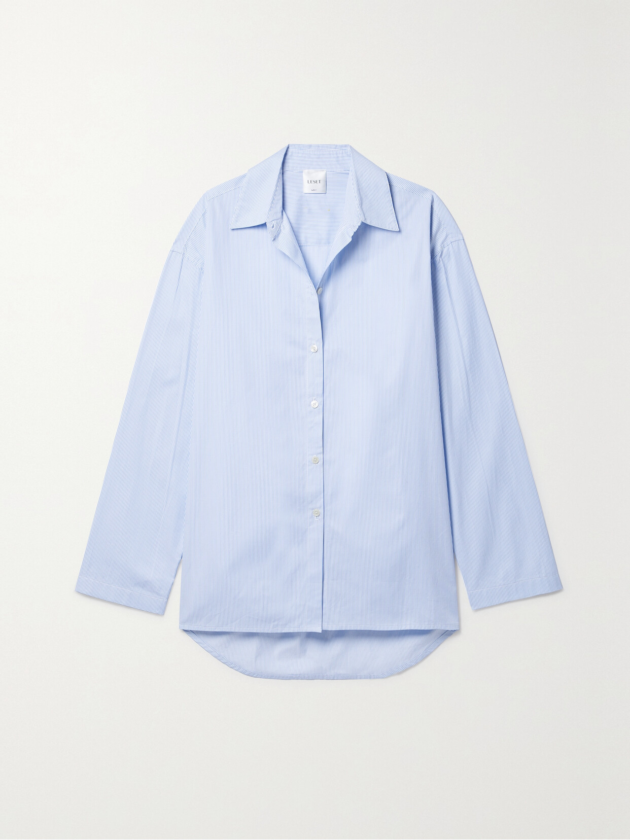 LESET Yoshi Striped Cotton-poplin Shirt - Blue
