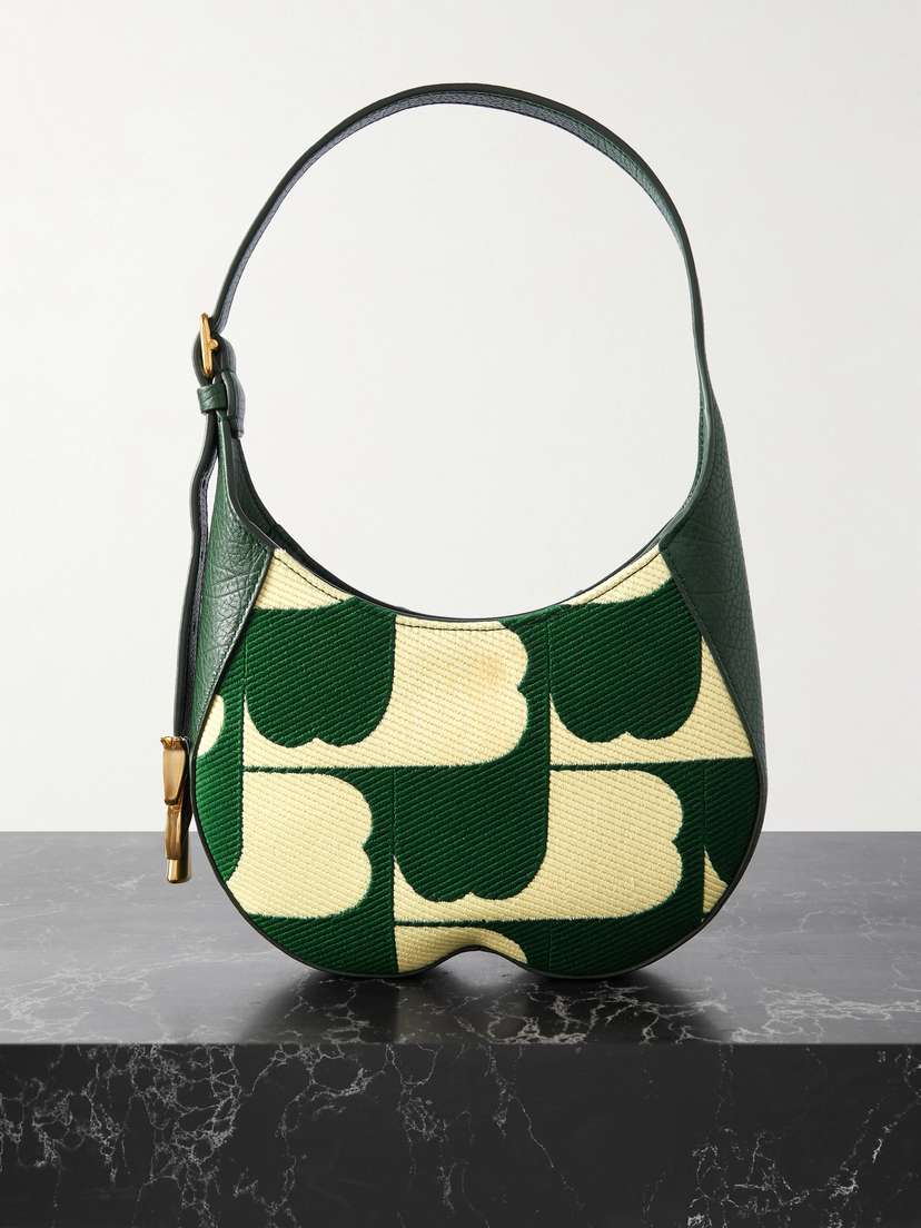 Burberry Textured Leather-trimmed Two-tone Twill Shoulder Bag