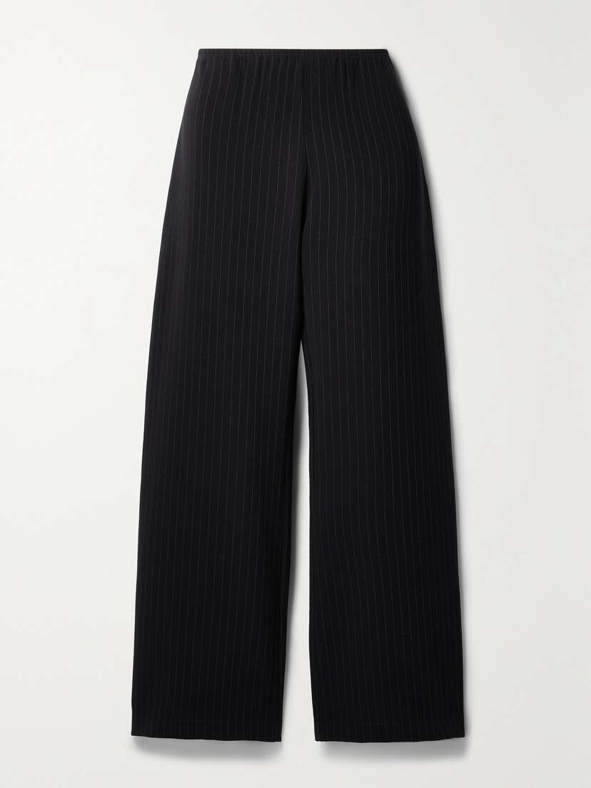 LESET Arielle Pinstriped Crepe Wide-leg Pants - x large