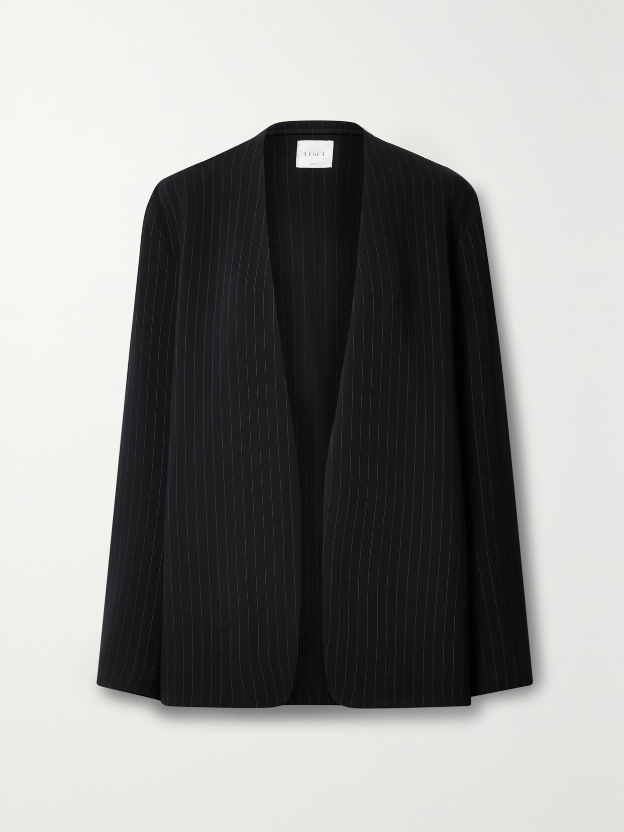 Leset Arielle Pinstriped Crepe Blazer In Black