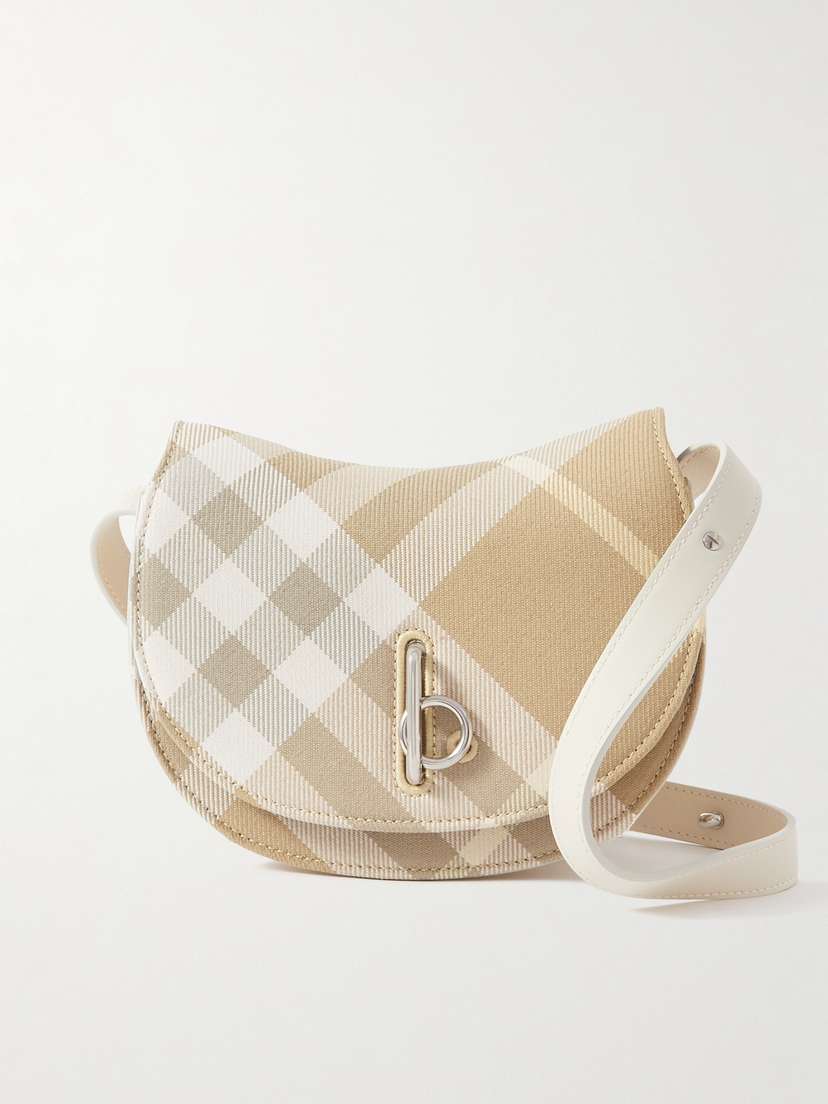 Burberry Leather-trimmed Checked Wool-twill Shoulder Bag