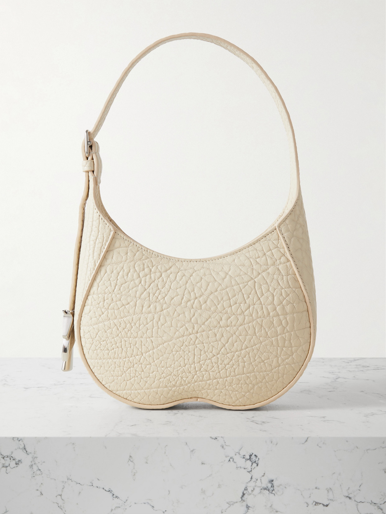 Burberry Textured-leather Shoulder Bag In Off-white