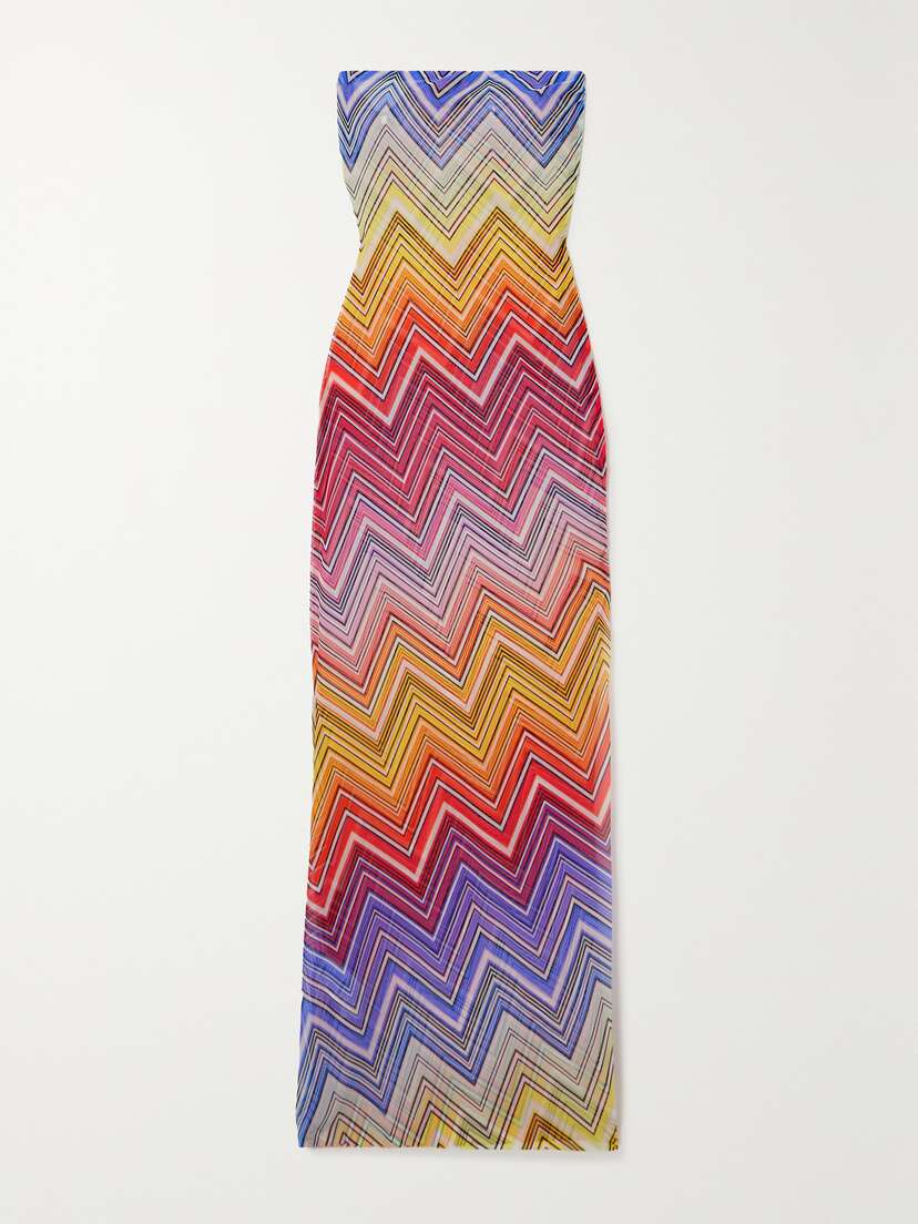 Missoni Mare Strapless Printed Tulle Maxi Dress