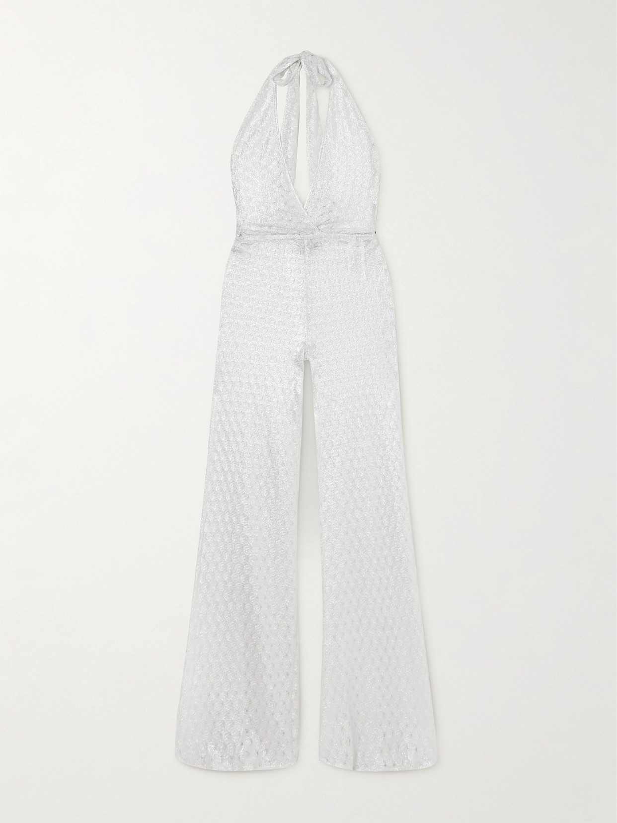 Missoni - Metallic Crochet-knit Halterneck Jumpsuit - White