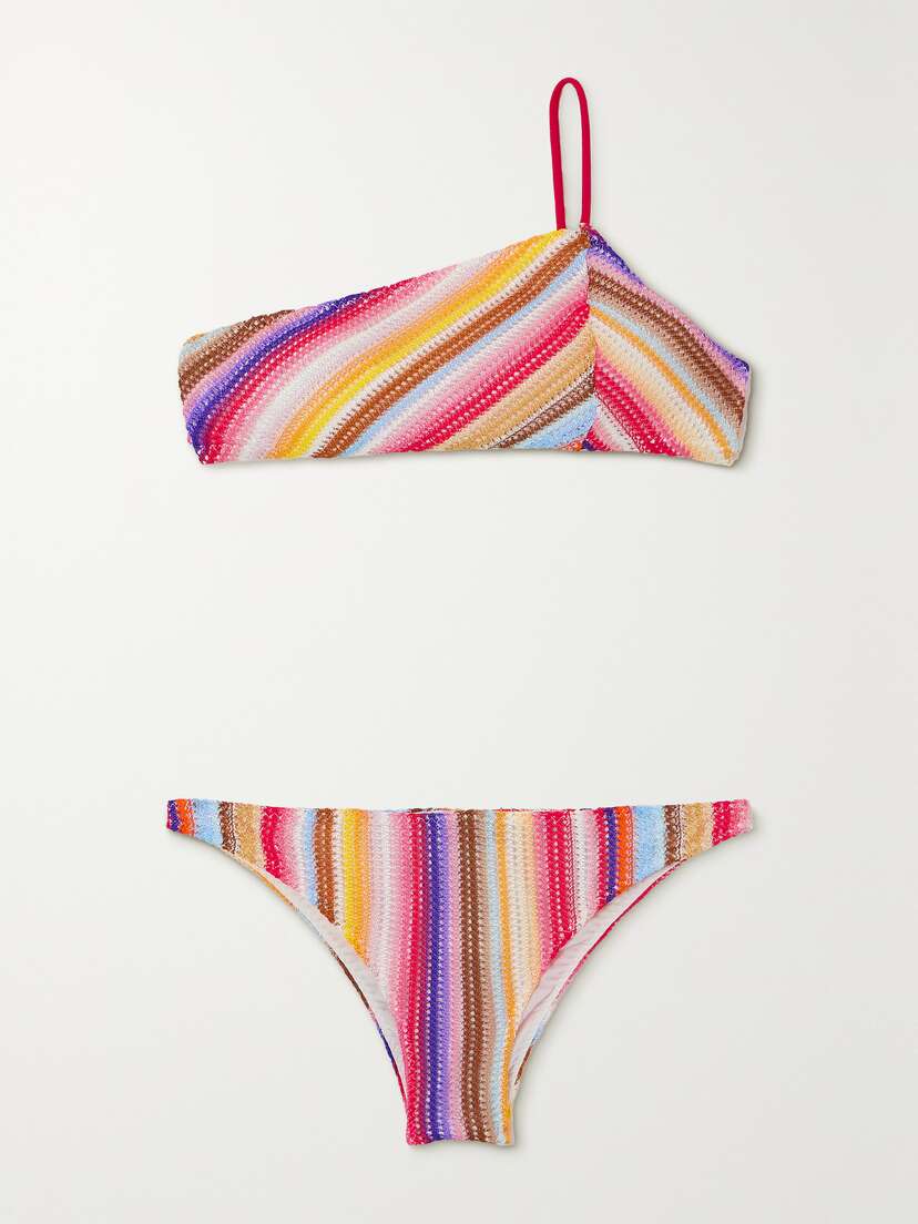 Missoni Mare One-shoulder Striped Crochet-knit Bikini