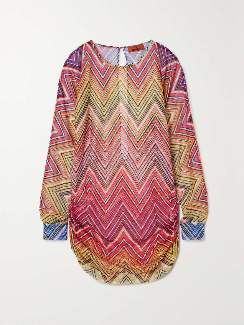 Missoni Mare Cold-shoulder Printed Tulle Mini Dress