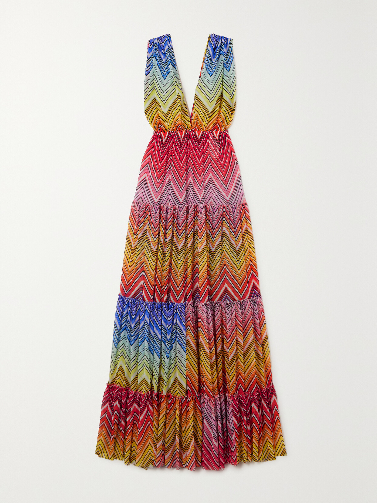 Missoni - Mare Tiered Striped Mesh Maxi Dress - Multi