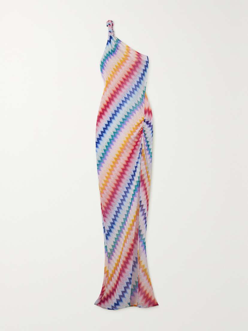 Missoni Mare One-shoulder Striped Metallic Crochet-knit Maxi Dress