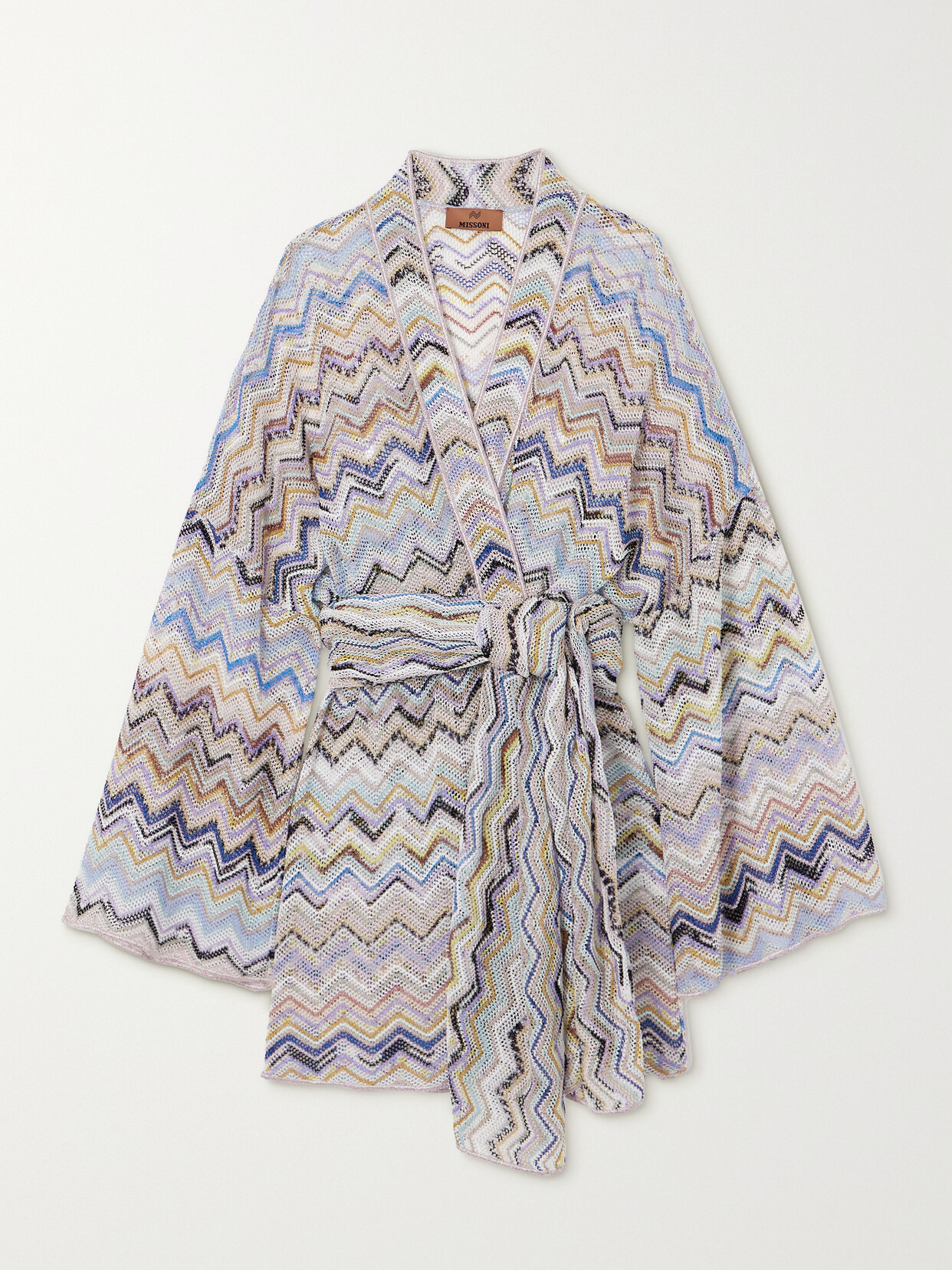 Missoni Mare Belted Metallic Crochet-knit Coverup - Blue