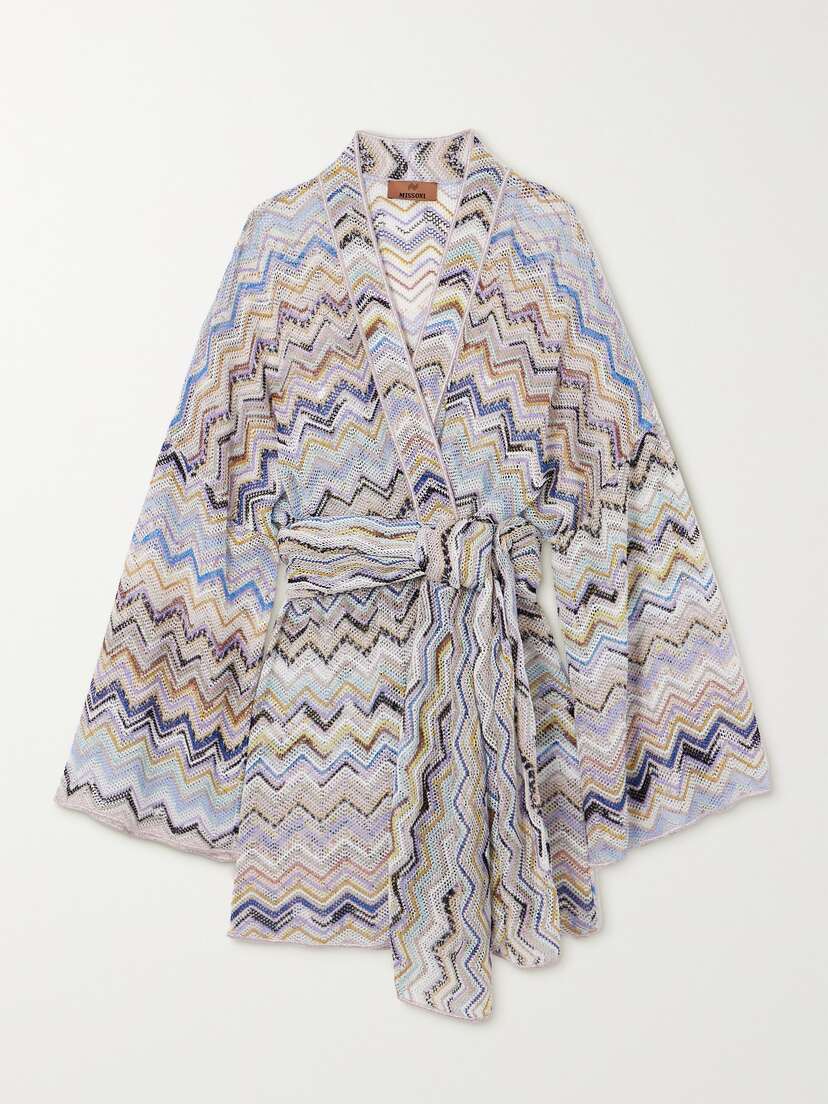 Missoni Mare Belted Metallic Crochet-knit Coverup