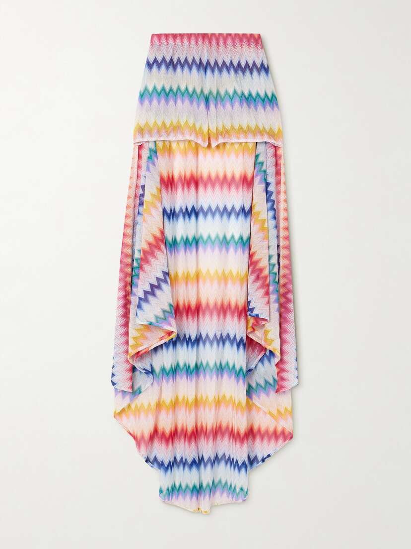 Missoni Mare Asymmetric Metallic Crochet-knit Skirt