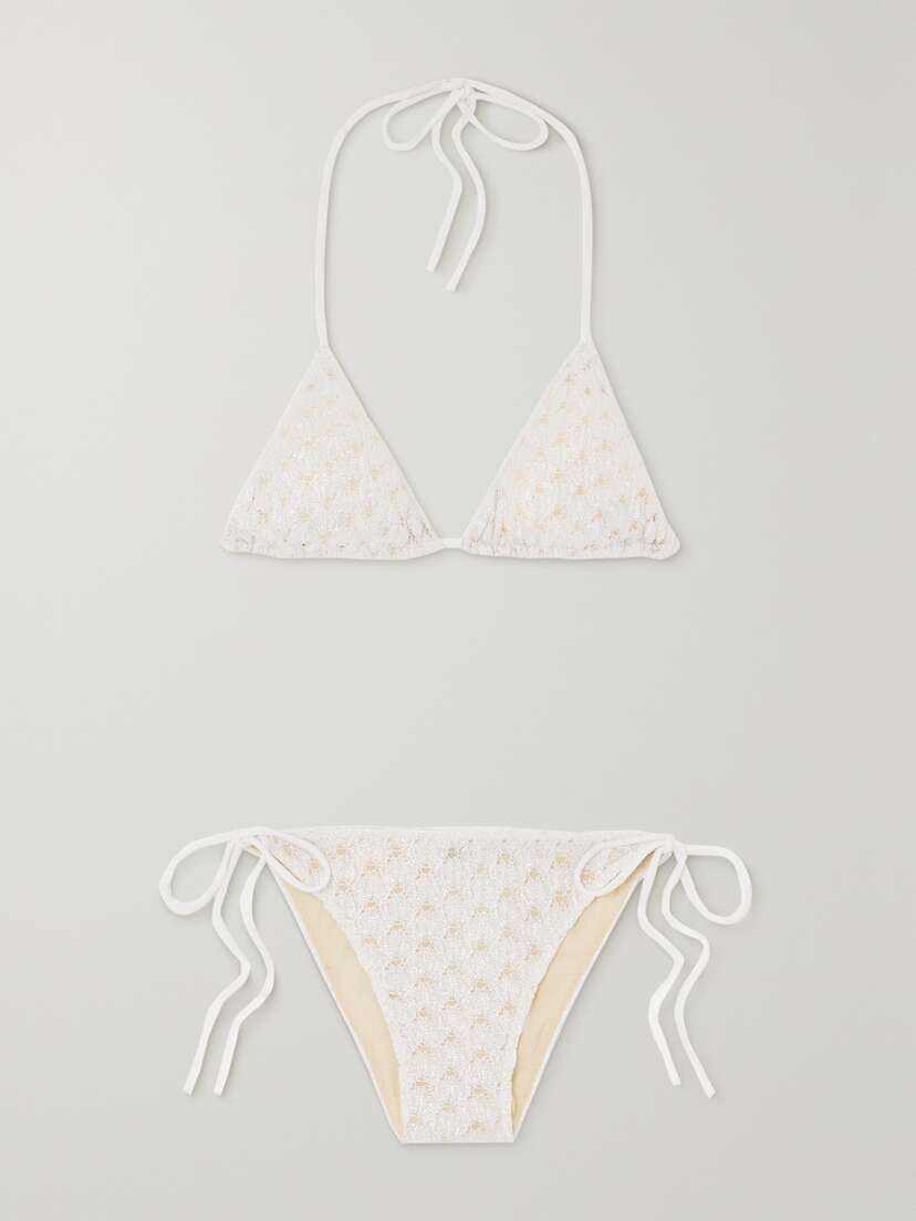 Missoni Mare Metallic Crochet-knit Triangle Halterneck Bikini