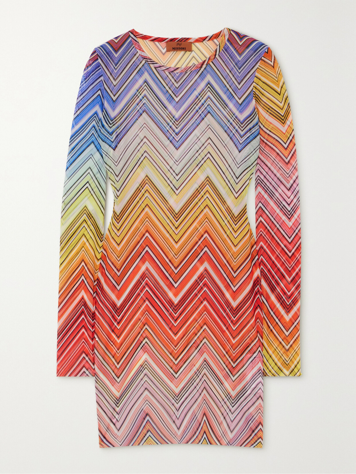 Missoni Printed Stretch-mesh Mini Dress In Multi