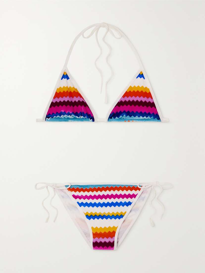 Missoni Mare Striped Stretch-velvet Triangle Bikini