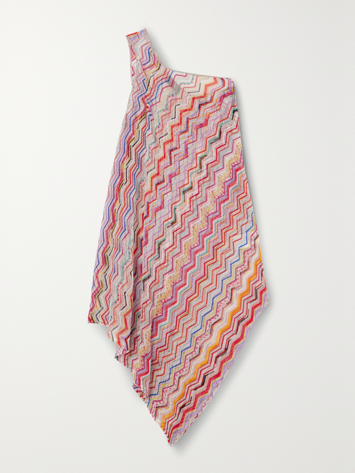 Missoni - Mare One-shoulder Draped Asymmetric Metallic Crochet-knit Dress - Red