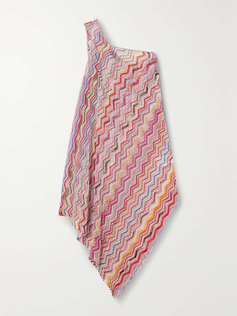 Missoni Mare One-shoulder Draped Asymmetric Metallic Crochet-knit Dress