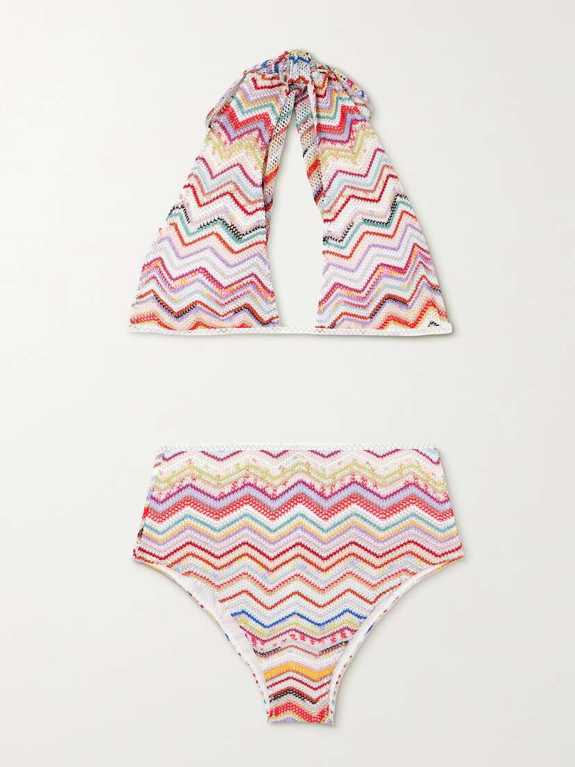 Missoni Mare Metallic Crochet-knit Halterneck Bikini