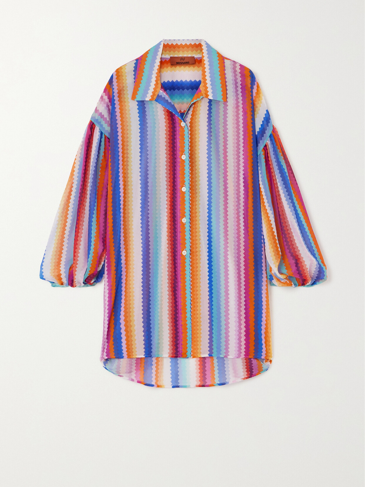 Shop Missoni Striped Cotton And Silk-blend Voile Shirt In Multi